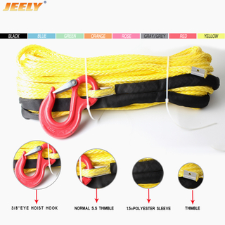 15mm*40m 12 Strand UHMWPE Synthetic 4X4/ATV Braid Winch Rope With Thimble And HOOK for Offroad