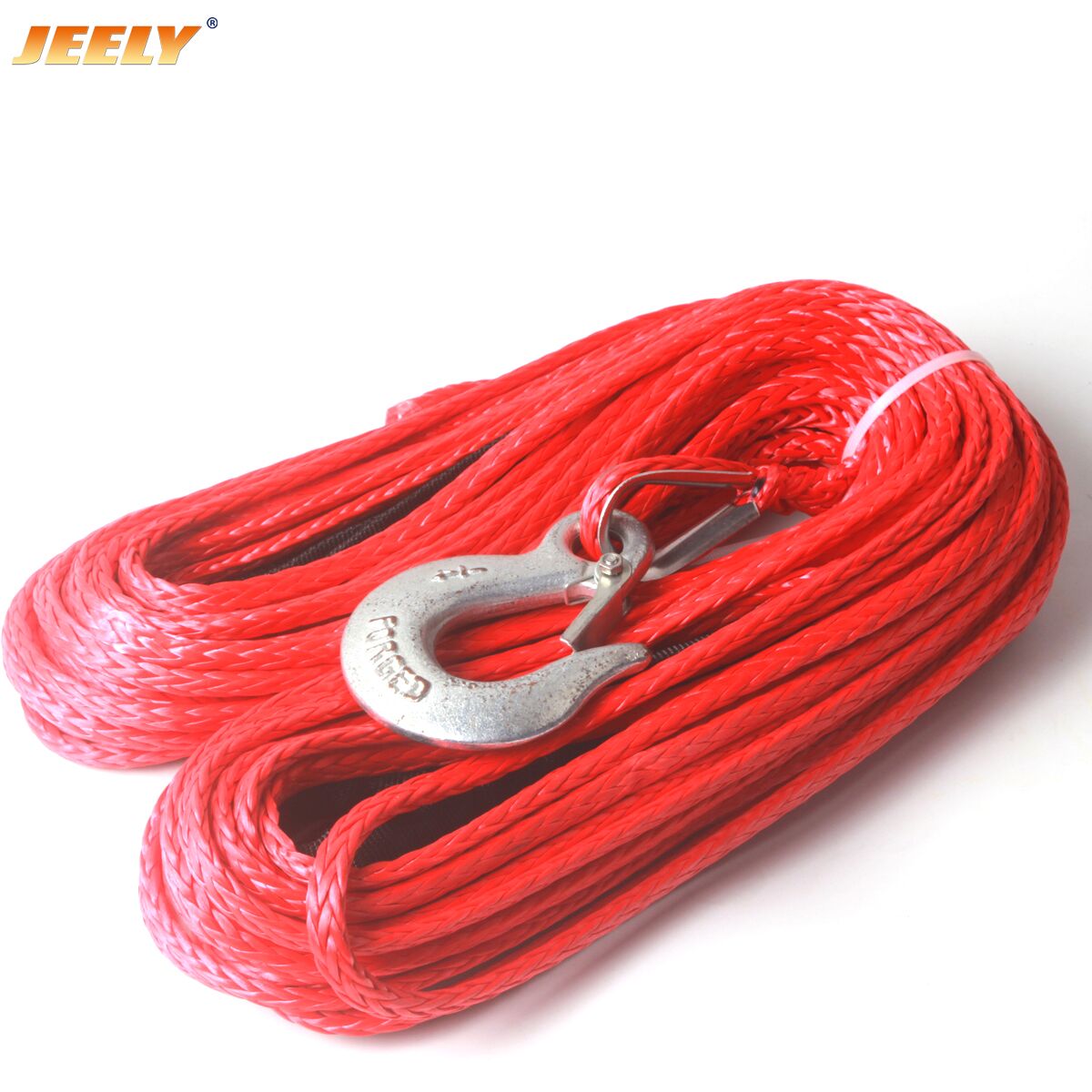 6mm 24m uhmwpe synthetic towing winch rope with hook, sleeve and thimble