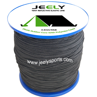 2.2mm 45LB Tent Camping Elastic Rubber Core Polyester Cover Reflective Line Rope 