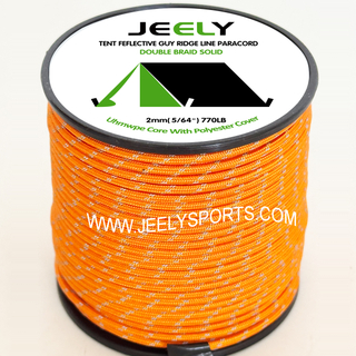 2mm Polyester Jacket with Reflective Tracers UHMWPE Guy Line for Tent Hammock Rope