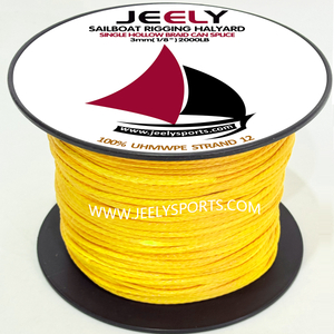 3mm 1/8" Spectra UHMWPE Hollow Braid Sailboat Paraglider Rigging Halyard Rope For Towing Winch Line